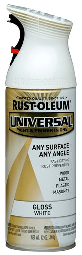 Universal 245199 Enamel Spray Paint, Gloss, Pure White, 12 oz, Can